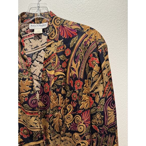 Vintage Norton McNaughton Double Breasted Lightweight VTG Artsy Floral Blazer - Picture 2 of 10